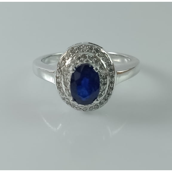 AFGEMSNJEWELLERY Oval Blue Sterling Silver Sapphire, Promise Ring, September Birthstone, Elegant Women's Jewelry, Valentine Gift Silver 3