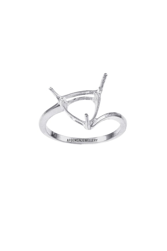 Trillion Cut 10x10mm Semi Mount Ring 925 Sterling Silver Adjustable Prong Setting Jewelry Gold 9