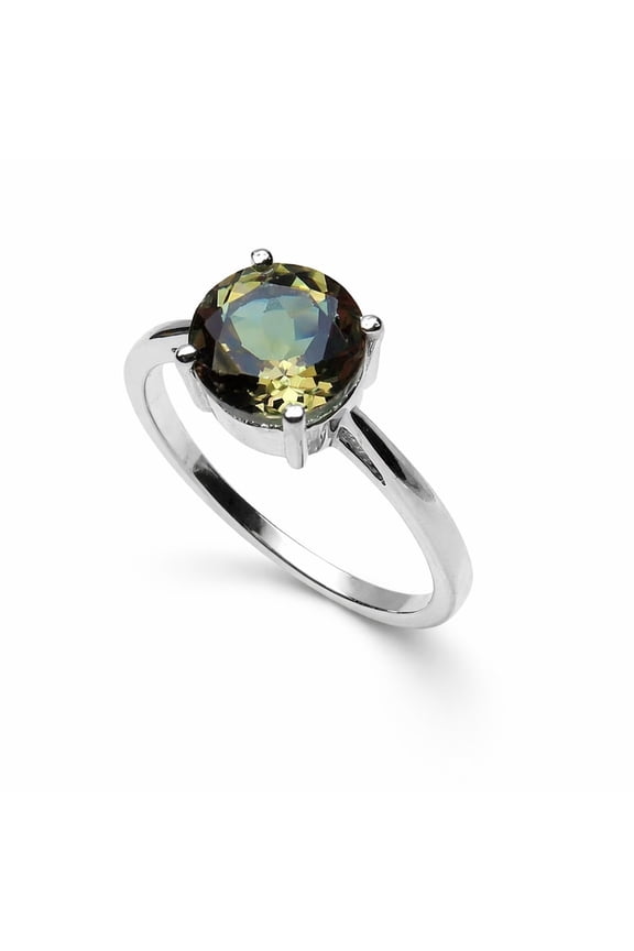Unique Sultanite Color Changing 7 Shades, Round Champagne Gemstone, 925 Sterling Silver Ring, Perfect Proposal Ring Size - 8