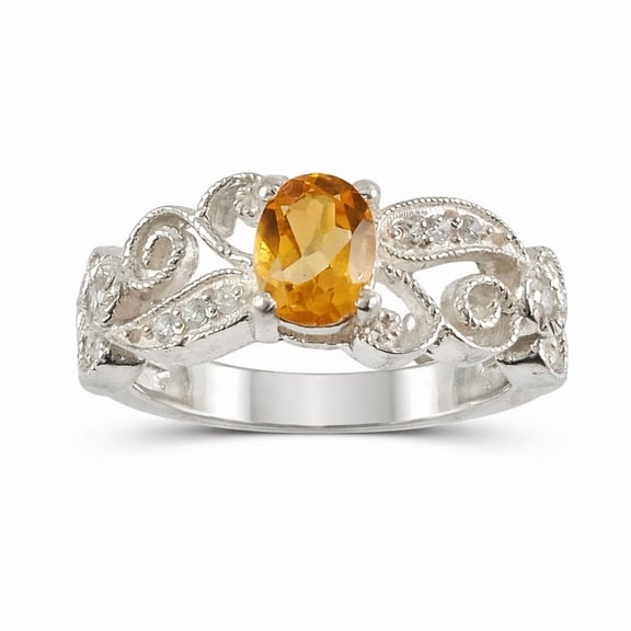 AFGEMSNJEWELLERY Unique Yellow 925 Sterling Silver Oval Cut Vintage Ring with Natural Golden Topaz, Birthstone Jewelry for Women Size - 3