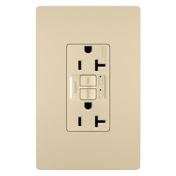 AFGF202TRI 20A Tamper-Resistant Dual-Function AFCI/GFCI Outlet Ivory qty 1/10