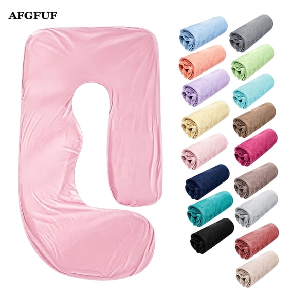 AFGFUF J‑Shaped Pregnancy Pillow Cover, Random Multicolor Velvet, Washable Maternity Pillowcase, Cover Only