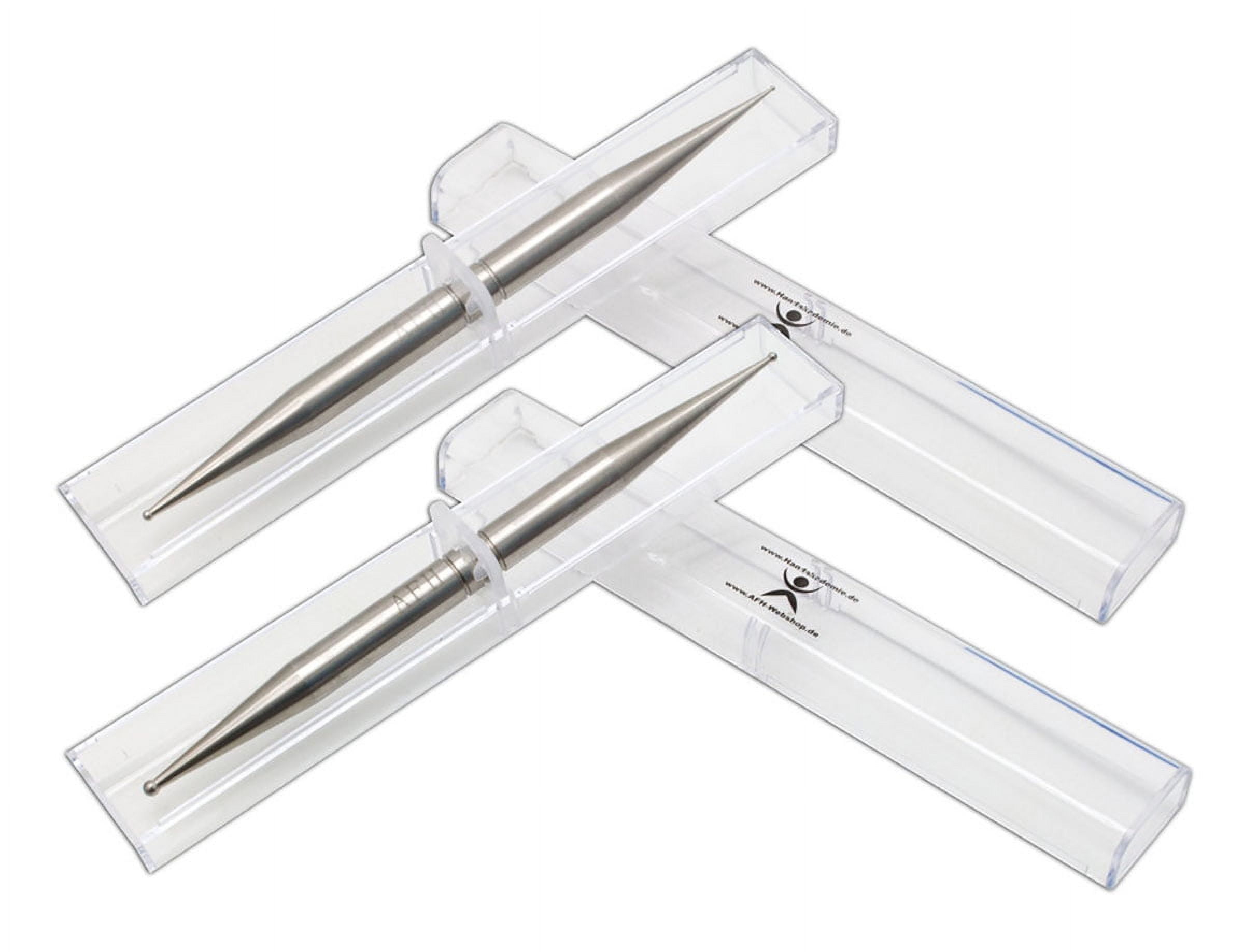 AFH Stainless Steel Massage Stick Set of 2 therapy pen for acute pain relief. Includes box, size very-fine/fine