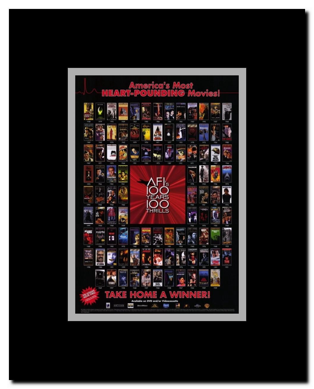 AFI - 100 Years of Thrills Framed Movie Poster
