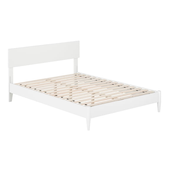 AFI Aria Full Modern Solid Wood Low Profile Platform Bed, White