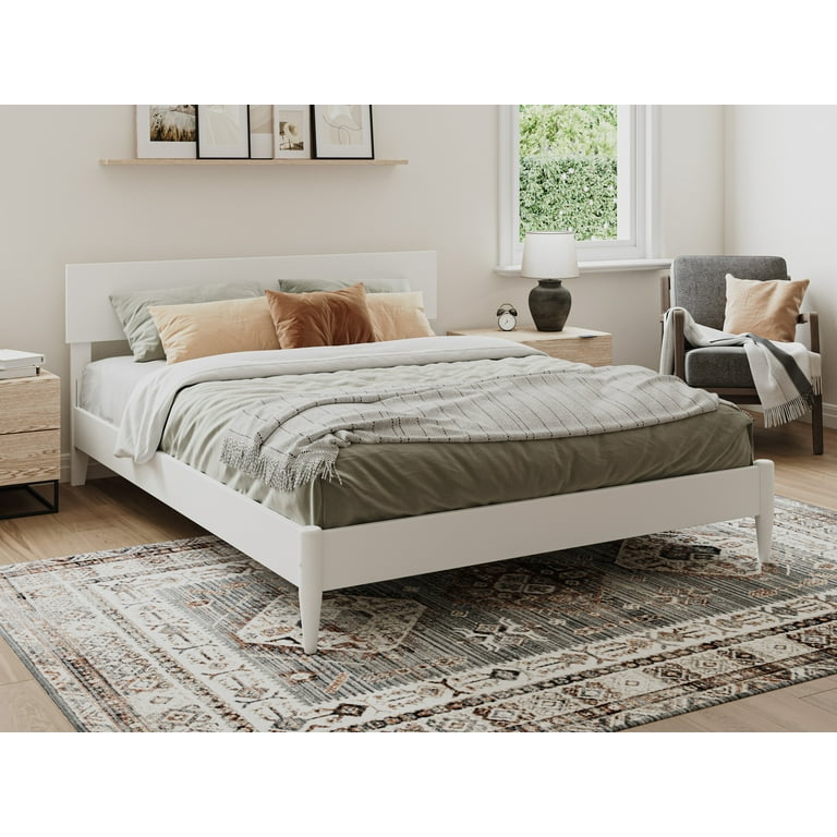 AFI Aria Queen Modern Solid Wood Low Profile Platform Bed White Walmart