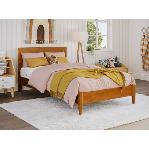 AFI Aria Twin Modern Solid Wood Low Profile Platform Bed, Light Toffee