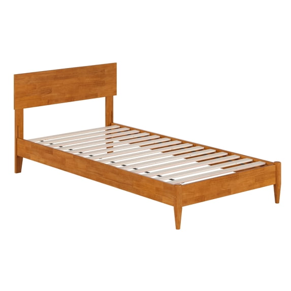 AFI Aria Twin XL Modern Solid Wood Low Profile Platform Bed, Light Toffee