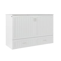 AFI Aspen Queen Solid Wood Murphy Bed Chest with Mattress in White