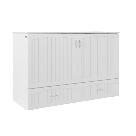 AFI Aspen Queen Solid Wood Murphy Bed Chest with Mattress in White