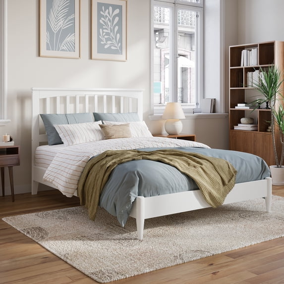 AFI Becket Full Solid Wood Low Profile Platform Bed, White