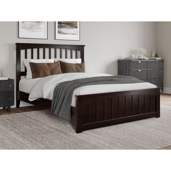 AFI Becket Full Solid Wood Low Profile Platform Bed with Matching Footboard, Espresso