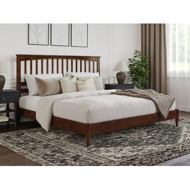 AFI Becket King Solid Wood Low Profile Platform Bed, Walnut