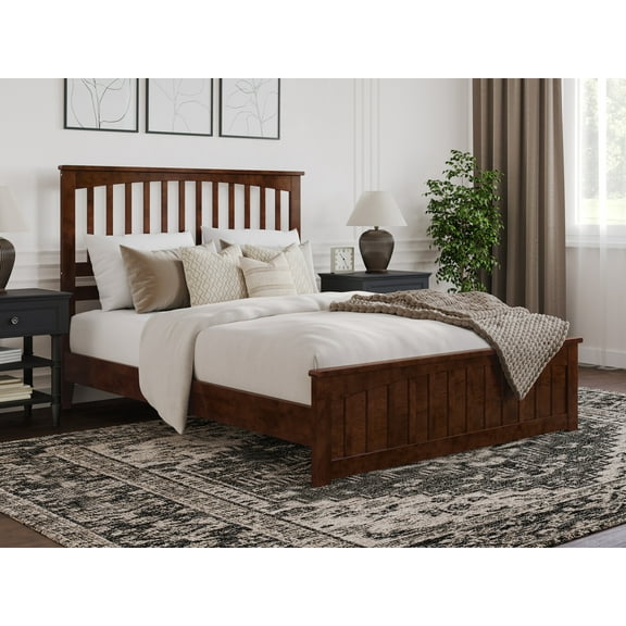 AFI Becket Queen Solid Wood Low Profile Platform Bed with Matching Footboard, Walnut