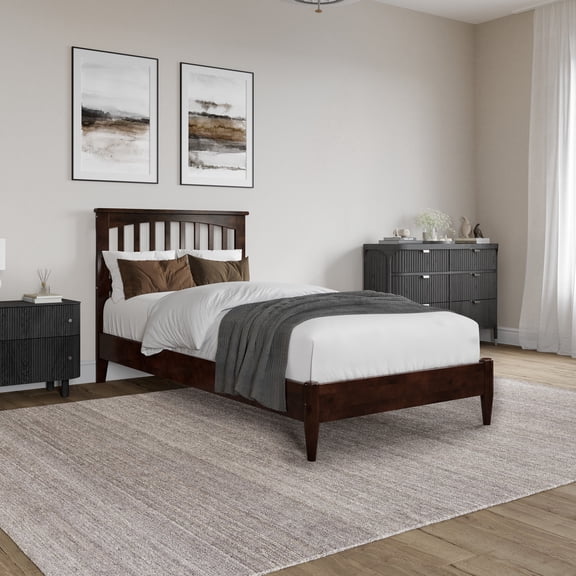 AFI Becket Twin XL Solid Wood Low Profile Platform Bed, Walnut