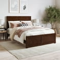 thumbnail image 1 of AFI Berkshire Full Wood Low Profile Platform Bed with Matching Footboard, Walnut, 1 of 8