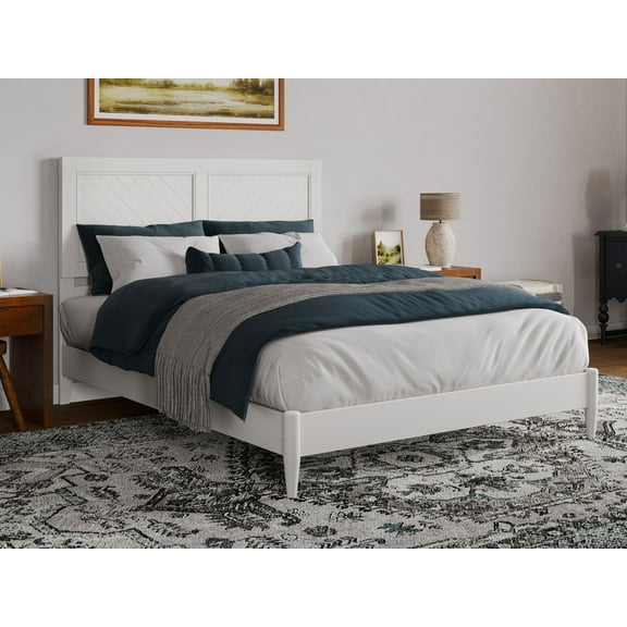 AFI Berkshire Queen Solid Wood Low Profile Platform Bed, White