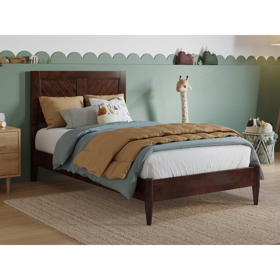 AFI Berkshire Twin Solid Wood Low Profile Platform Bed, Walnut