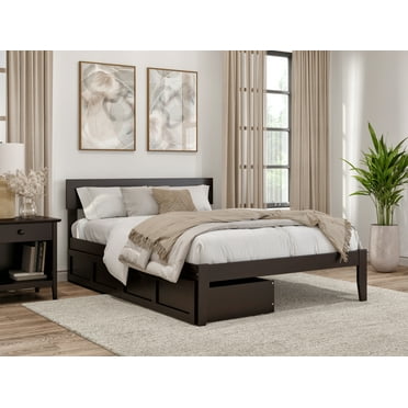AFI Boston 14" Full Wood Platform Bed Frame with Set of 2 Storage Drawers, Espresso