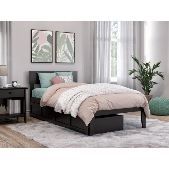 AFI Boston 14" Twin Wood Platform Bed Frame with Set of 2 Storage Drawers, Espresso