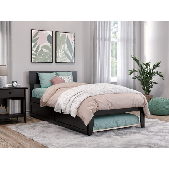 AFI Boston 14" Twin Wood Platform Bed Frame with Twin Trundle, Espresso