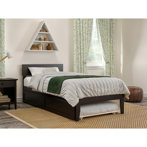 AFI Boston 14" Twin-XL Wood Platform Bed Frame with Twin-XL Trundle, Espresso