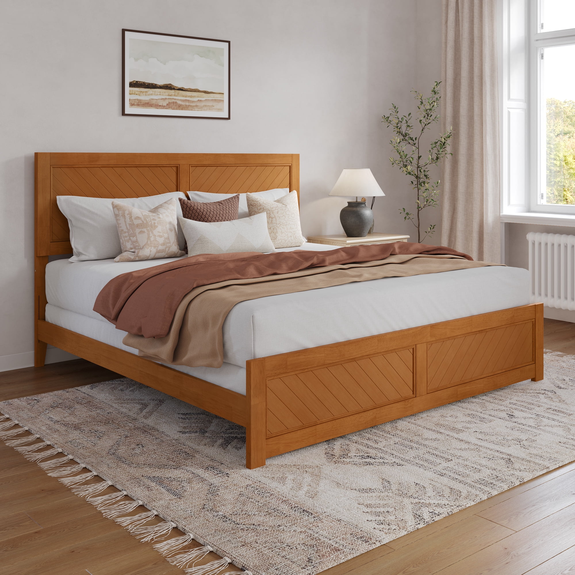 AFI Canyon Light Toffee Solid Wood Foundation Bed Frame with Matching Footboard, King
