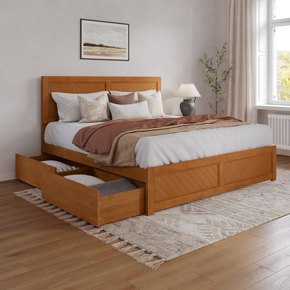 AFI Canyon Light Toffee Storage Platform Bed with Matching Footboard, King