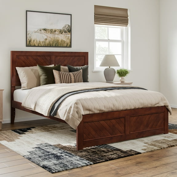 AFI Canyon Walnut Solid Wood Platform Bed with Matching Footboard, Queen