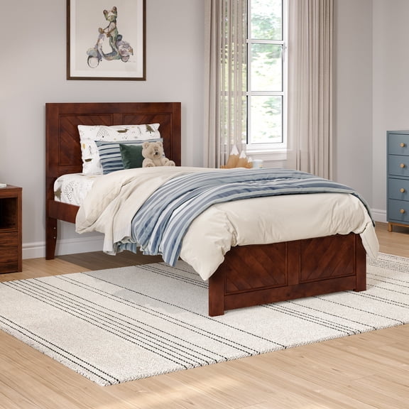 AFI Canyon Walnut Solid Wood Platform Bed with Matching Footboard, Twin