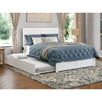 AFI Canyon White Farmhouse Solid Wood Platform Bed with Footboard & Twin-XL Trundle, Queen