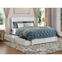 AFI Canyon White Solid Wood Platform Bed with Footboard & Set of 2 Storage Drawers, Queen
