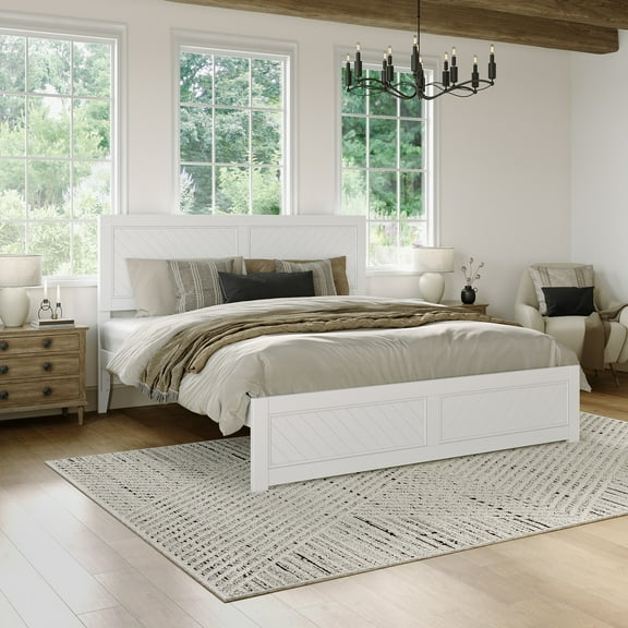 AFI Canyon White Solid Wood Platform Bed with Matching Footboard, King