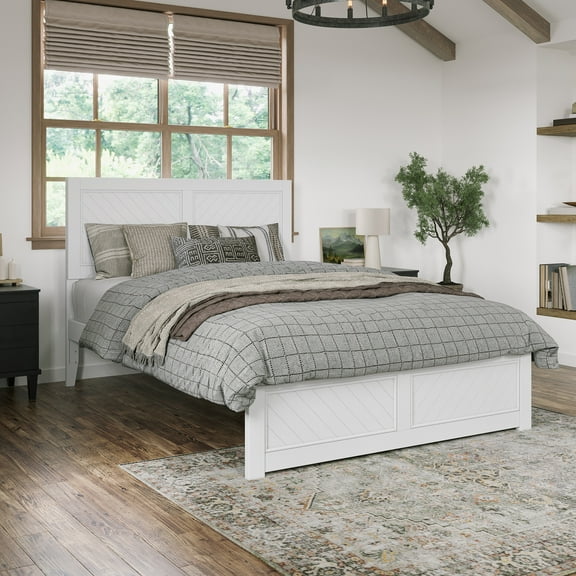 AFI Canyon White Solid Wood Platform Bed with Matching Footboard, Queen