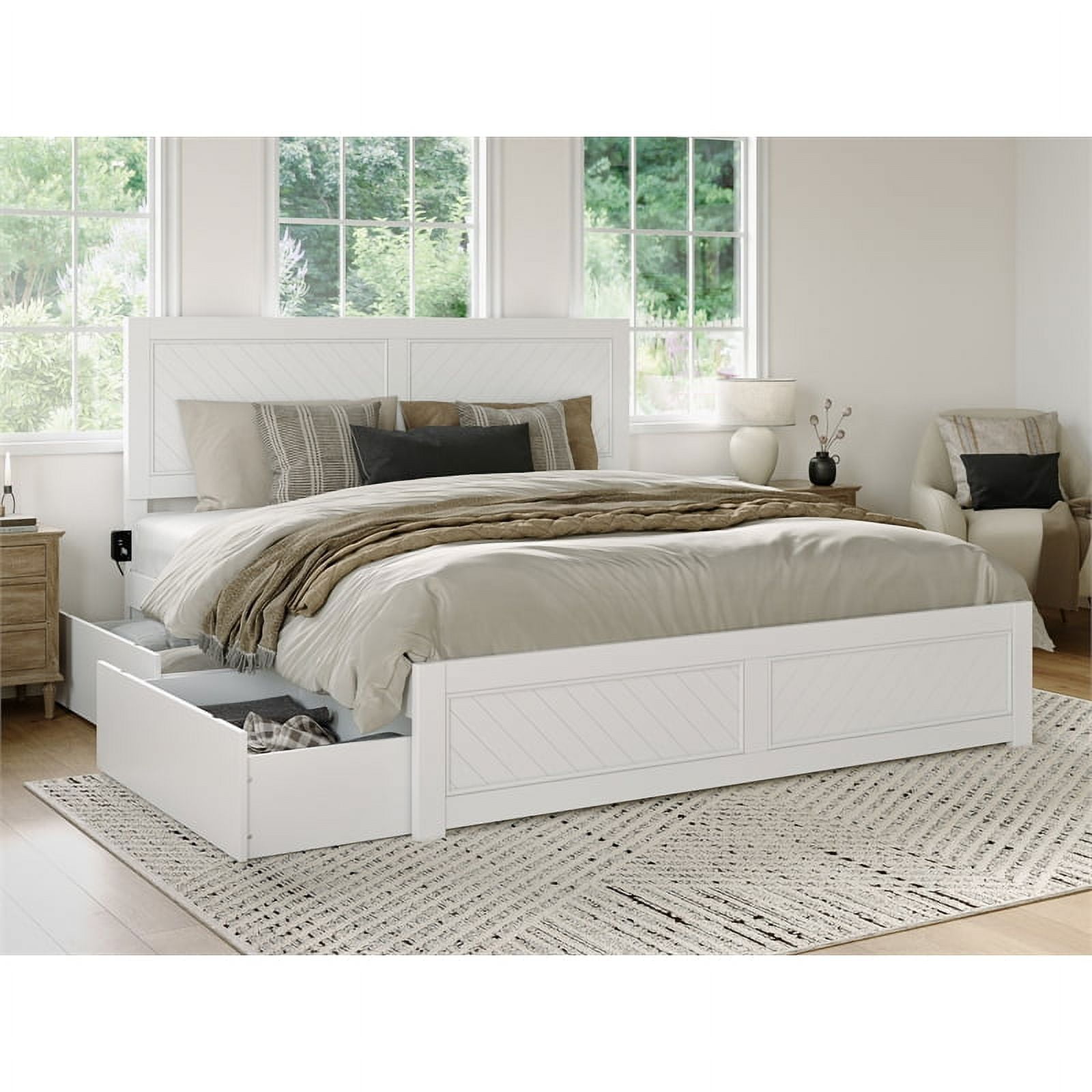 Canyon White King Wood Platform Bed with Storage Drawers