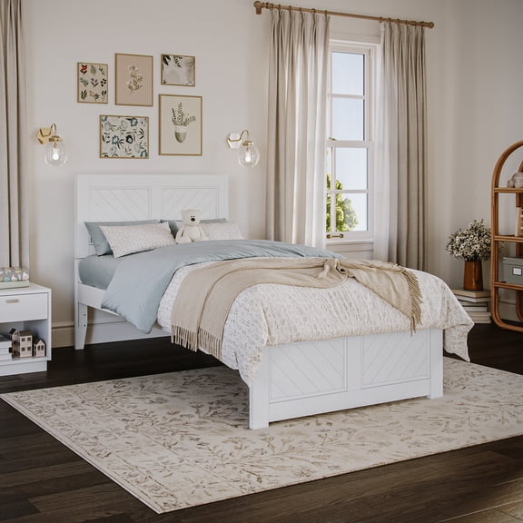 AFI Canyon White Solid Wood Platform Bed with Matching Footboard, Twin