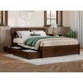 thumbnail image 1 of AFI Capri Full Solid Wood Platform Bed with Panel Footboard and Storage Drawers, Walnut, 1 of 16