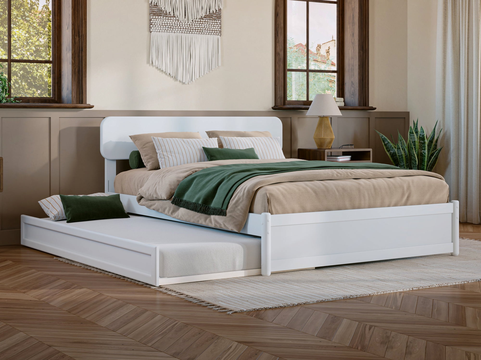 AFI Capri Full Solid Wood Platform Bed with Panel Footboard and Twin ...