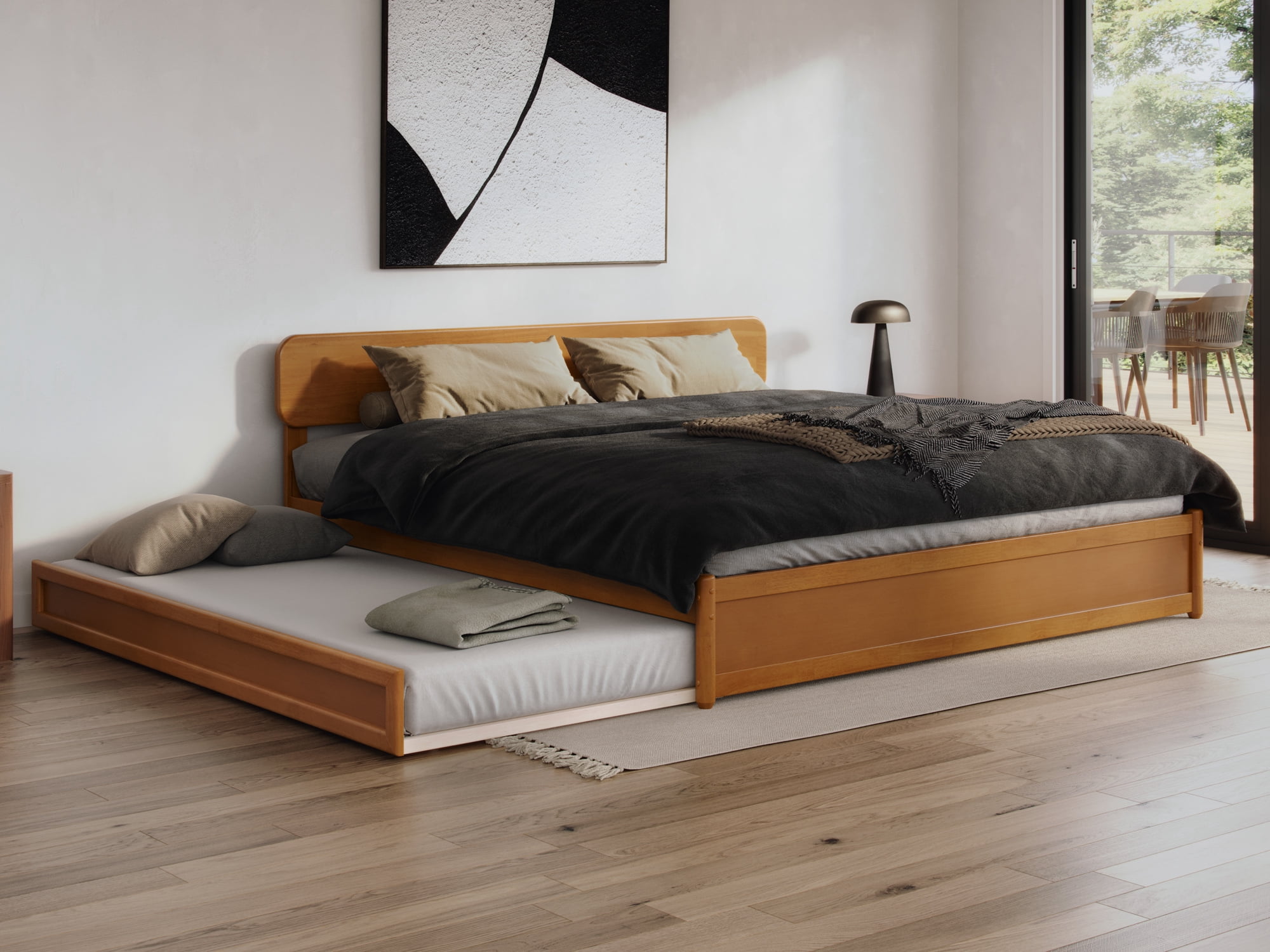 AFI Capri King Wood Platform Bed with Panel Footboard and Twin XL ...