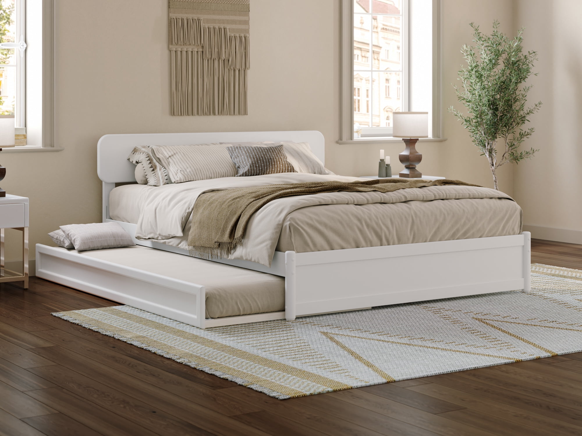 AFI Capri Platform Bed with Footboard - Twin XL Trundle - Walmart.com