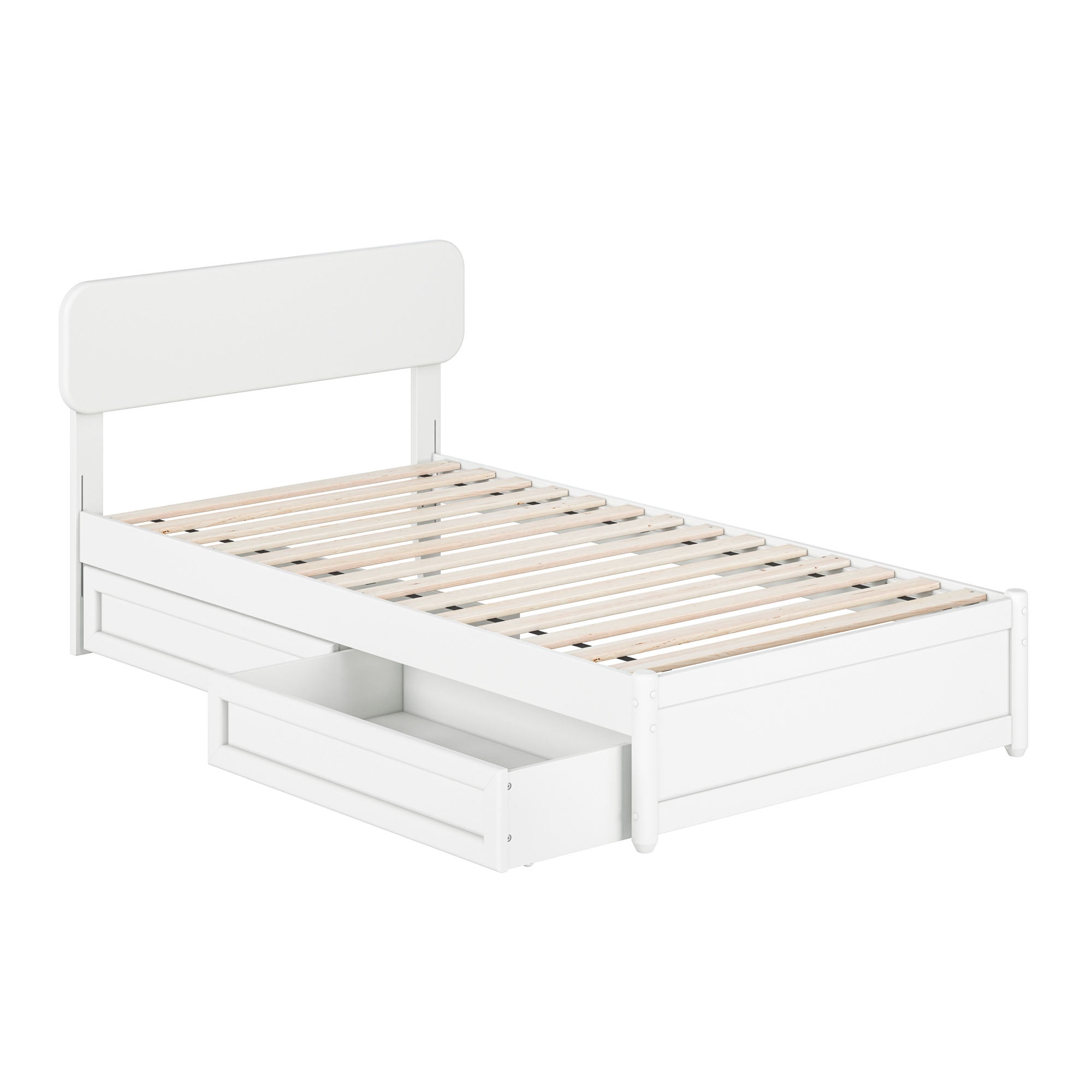AFI Capri Twin Solid Wood Platform Bed with Panel Footboard and Storage Drawers, White