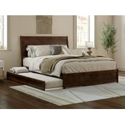 AFI Casanova Queen Wood Platform Bed with Panel Footboard and Twin XL Trundle, Walnut