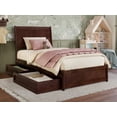 thumbnail image 1 of AFI Casanova Twin Solid Wood Platform Bed with Panel Footboard and Storage Drawers, Walnut, 1 of 15