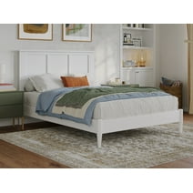 AFI Charlotte Full Solid Wood Low Profile Platform Bed, White