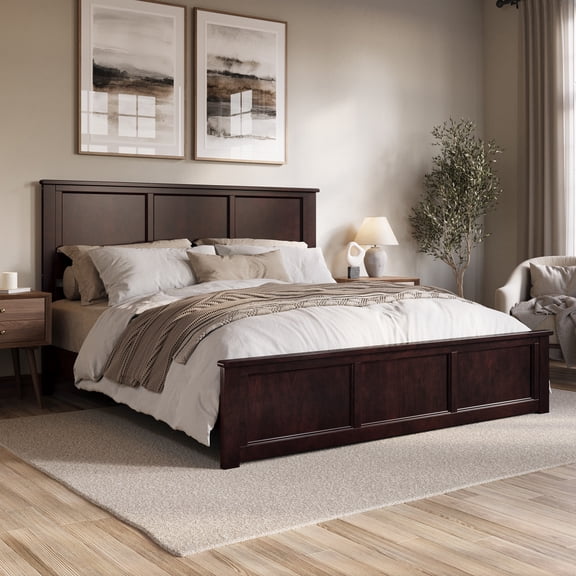 AFI Charlotte King Solid Wood Low Profile Platform Bed with Matching Footboard, Espresso