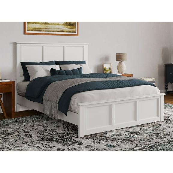 AFI Charlotte Queen Solid Wood Low Profile Platform Bed with Matching Footboard, White