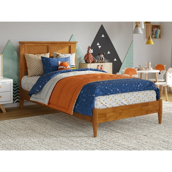 AFI Charlotte Twin Solid Wood Low Profile Platform Bed, Light Toffee