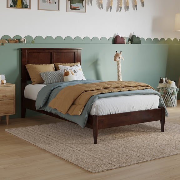 AFI Charlotte Twin Solid Wood Low Profile Platform Bed, Walnut