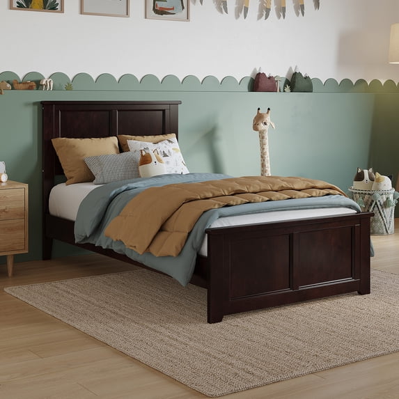 AFI Charlotte Twin Solid Wood Low Profile Platform Bed with Matching Footboard, Espresso