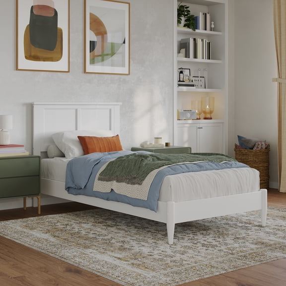 AFI Charlotte Twin XL Solid Wood Low Profile Platform Bed, White